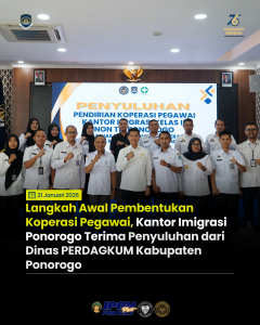 Langkah Awal Pembentukan Koperasi Pegawai, Kantor Imigrasi Ponorogo Terima Penyuluhan dari Dinas PERDAGKUM Kabupaten Ponorogo