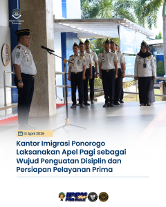 Kantor Imigrasi Ponorogo Laksanakan Apel Pagi sebagai Wujud Penguatan Disiplin dan Persiapan Pelayanan Prima
