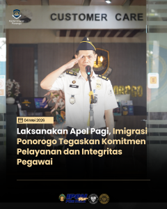Laksanakan Apel Pagi, Imigrasi Ponorogo Tegaskan Komitmen Pelayanan dan Integritas Pegawai
